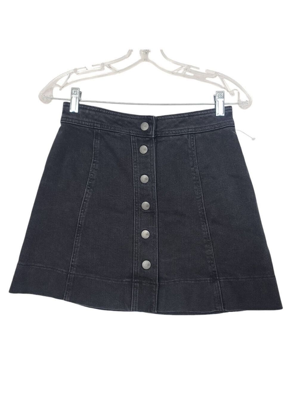 Madewell Denim Black Front Snap Button Skirt 0